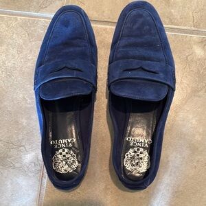 Vince Camuto Blue Suede Penny Loafers
